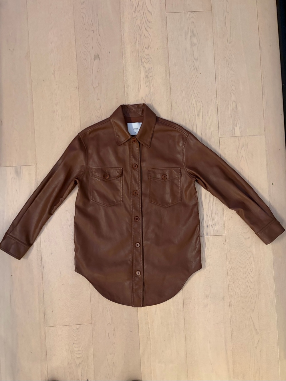Aritzia Wilfred Brown Vegan Leather Shirt Jacket XS